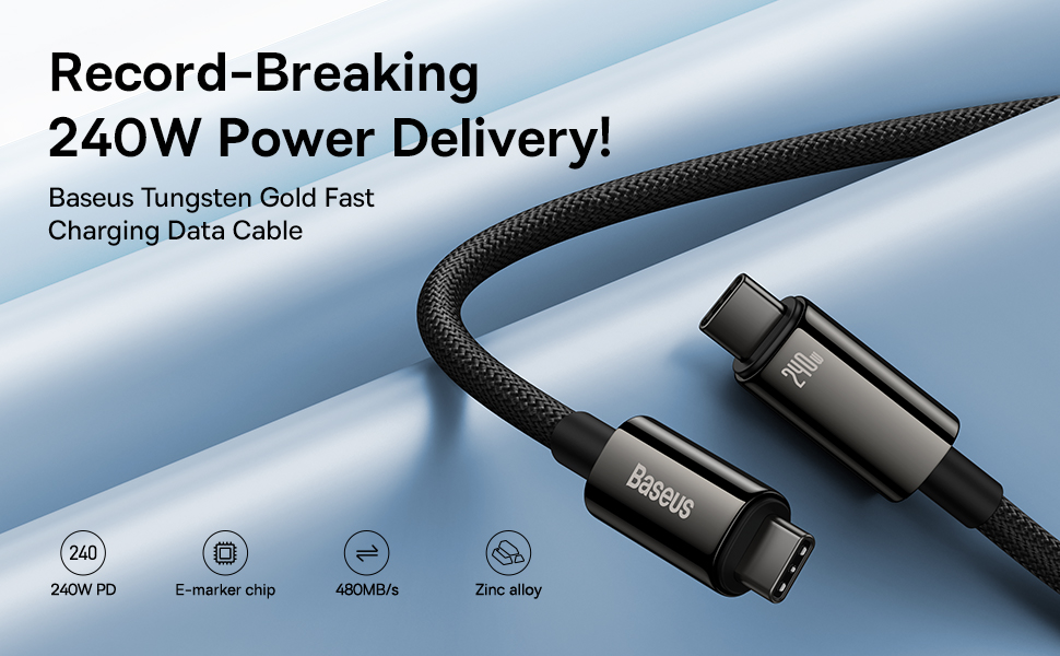 Baseus USB C Cable, 240W PD 5A Fast Charging USBC to USBC