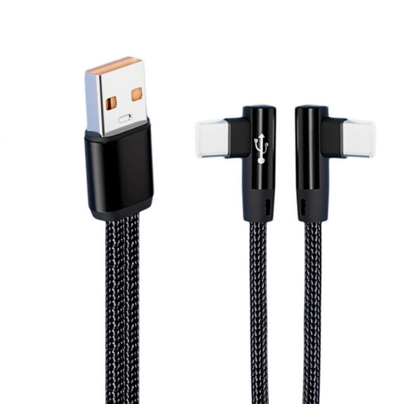 Double Port Angled USB to Double Type C Charging Cable 5A Quick