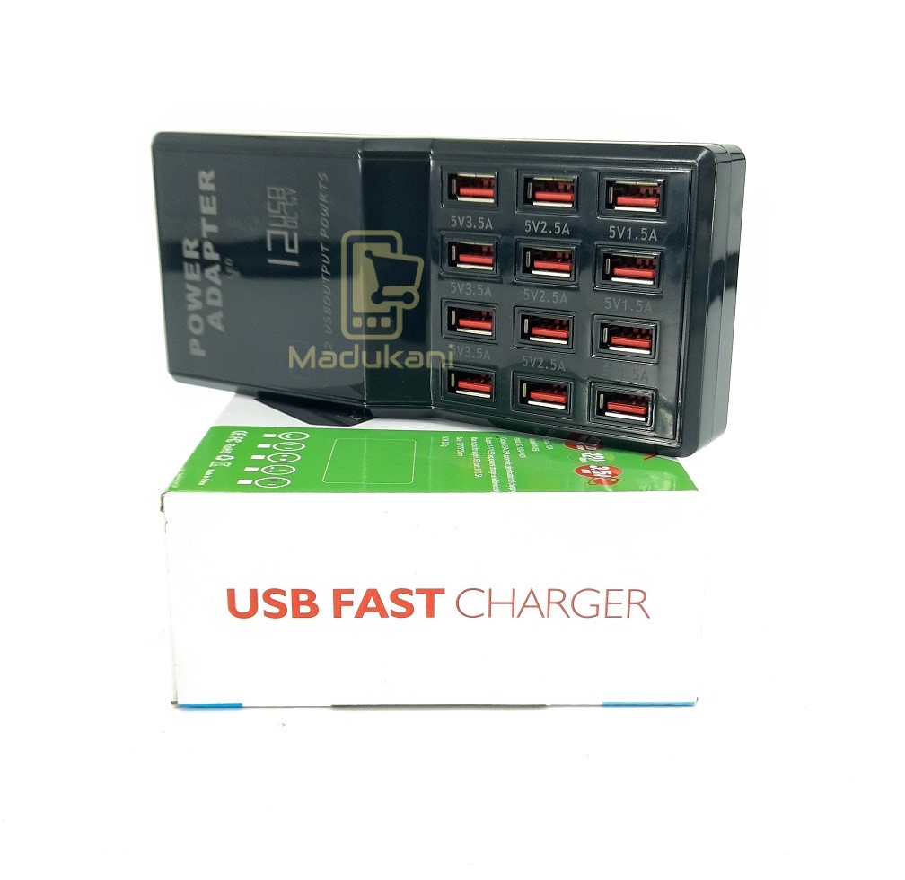 12 USB Ports Mobile Fast Charger Station Power Adapter - Madukani