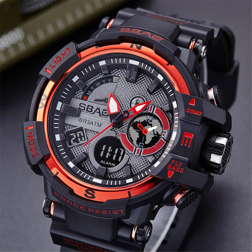 SBAO Men Watches LED Waterproof Sports Shock Digital watch electronic