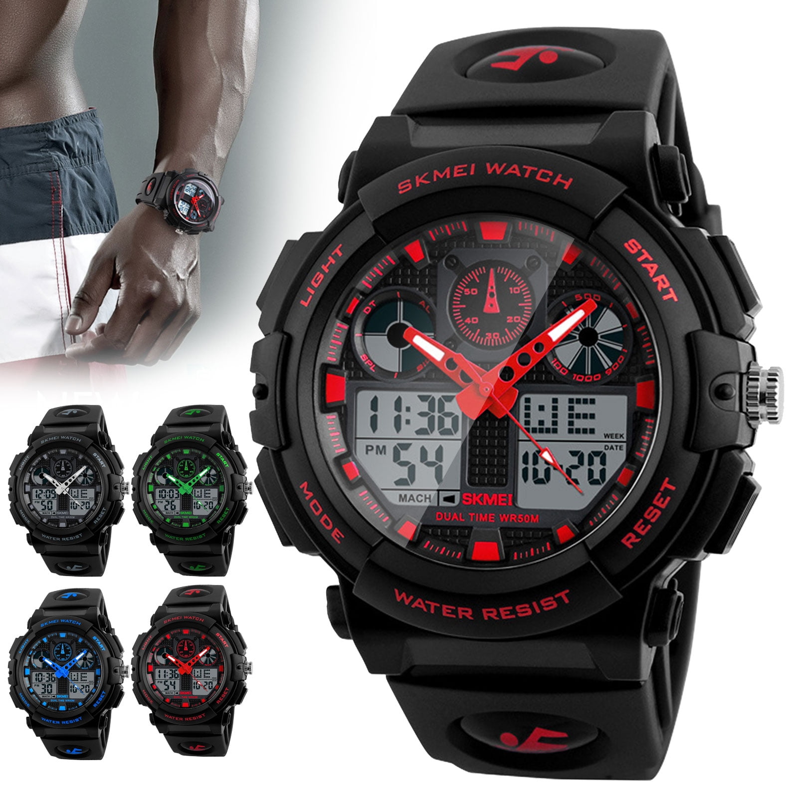 Men's Digital Sports Watch, Large Face Waterproof Wrist Watches for Men