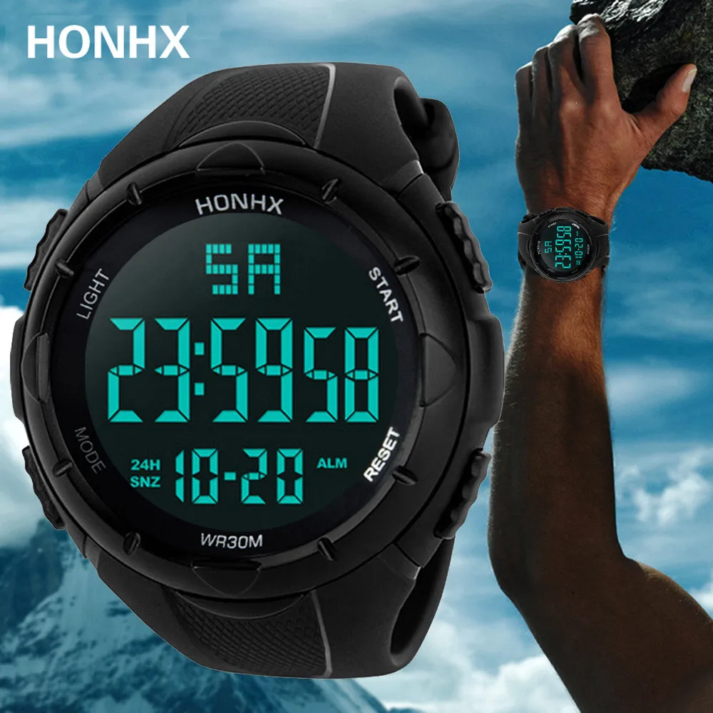 Luxury Sports Watch Men Analog Digital Military Silicone Sport LED