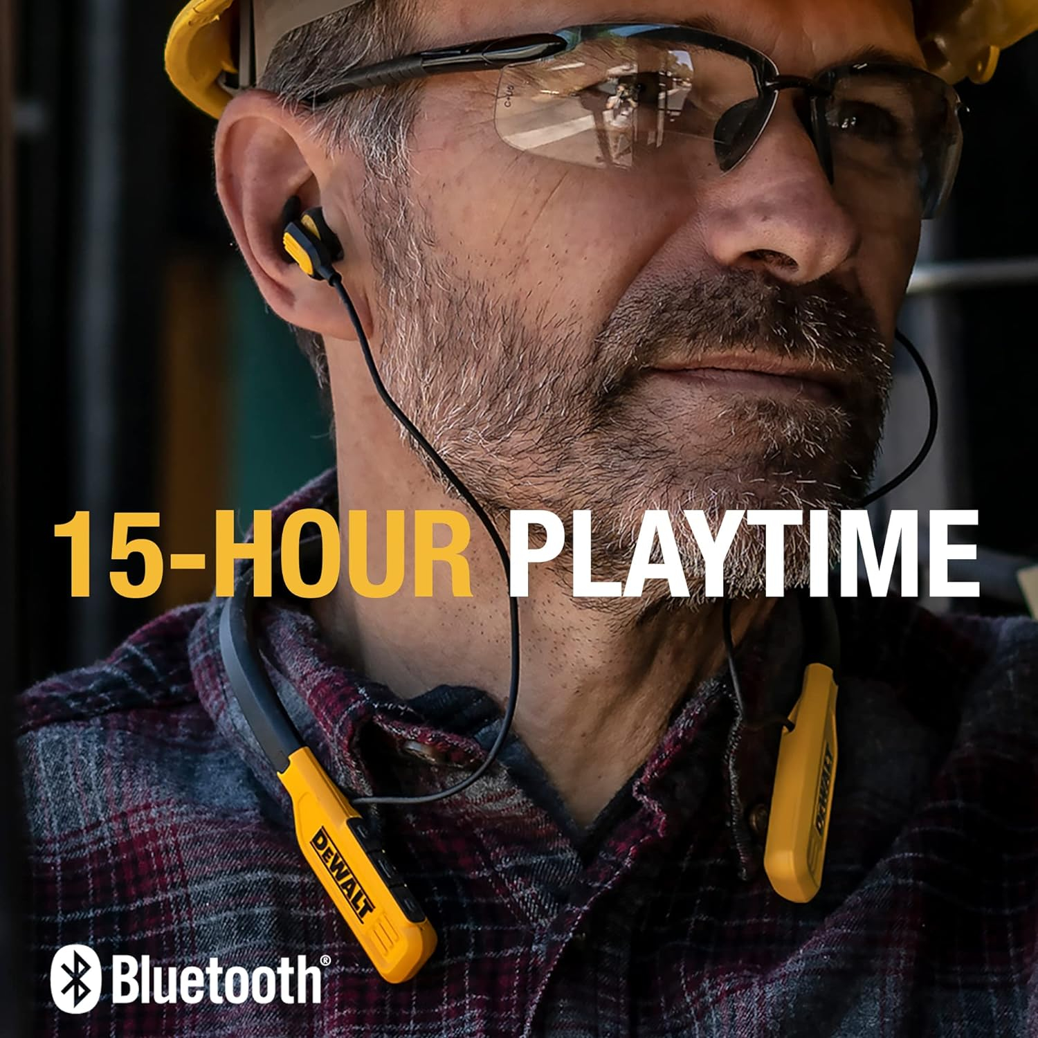 DEWALT Wireless Bluetooth Neckband Headphones — Neckband Earphones with