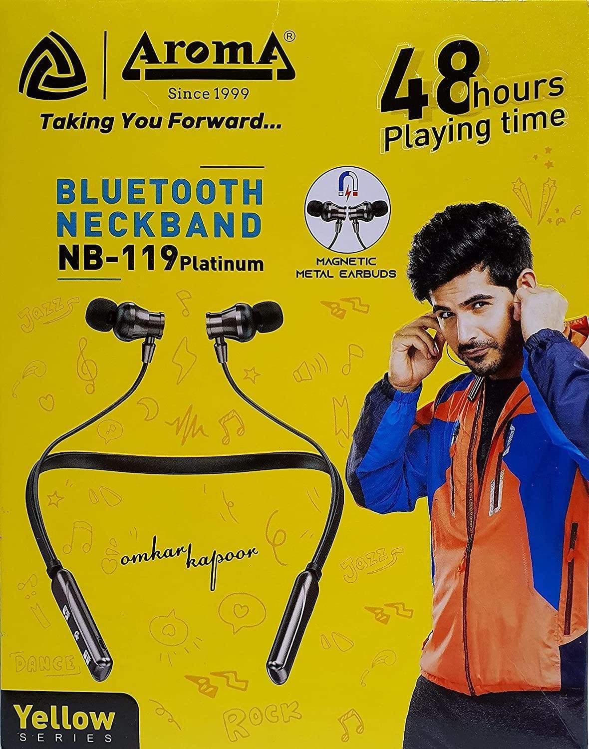 Aroma NB-119 Platinum Yellow Series Bluetooth Neckband Headphones